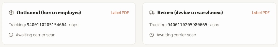 Order tracking: Track both ways. Actual ShiplyTech app with test records.